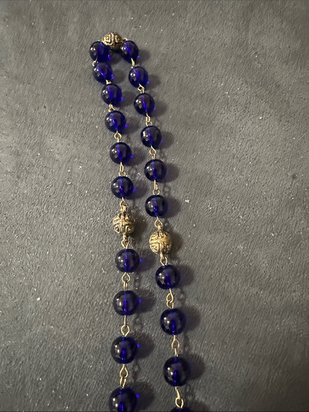CHANEL Deep Blue Bead Necklace with Gold-Tone Accents - Picture 5 of 8